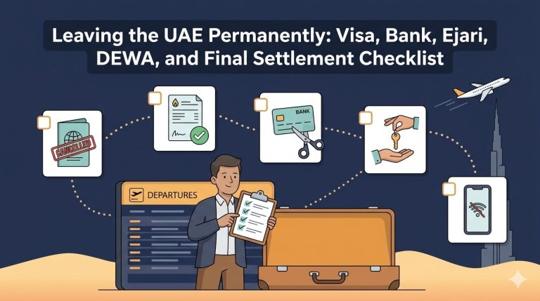 Leaving the UAE Permanently: Visa, Bank, Ejari, DEWA, and Final Settlement Checklist