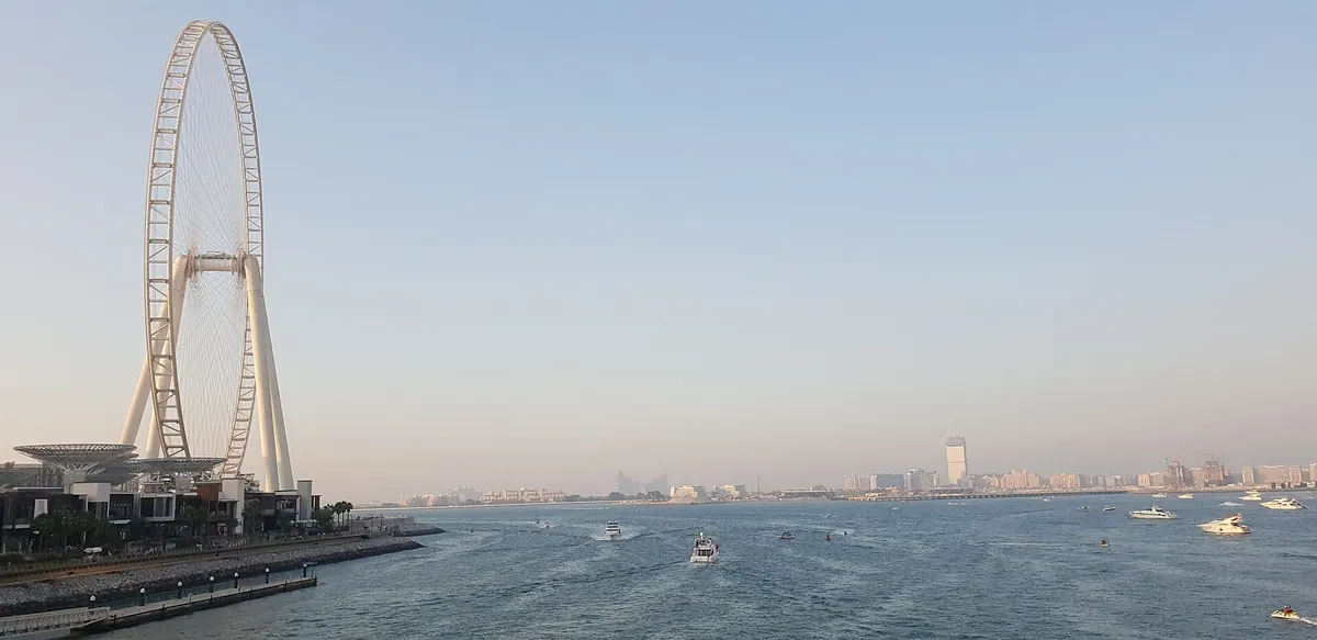 Ain Dubai observation wheel on Bluewaters Island seen across the water